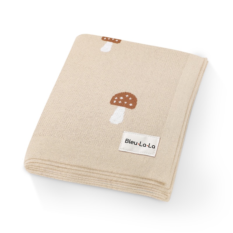 Mushroom Swaddle Receiving Baby Blanket Camel