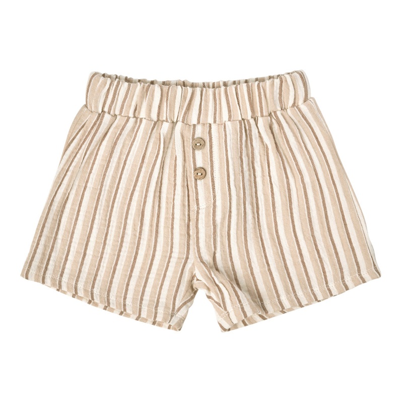 Woven Short | Latte + Clay Stripe 0-3 Months