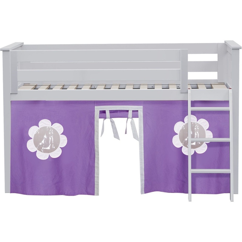 Jackpot Deluxe Twin Play Loft with Purple/White Curtain White