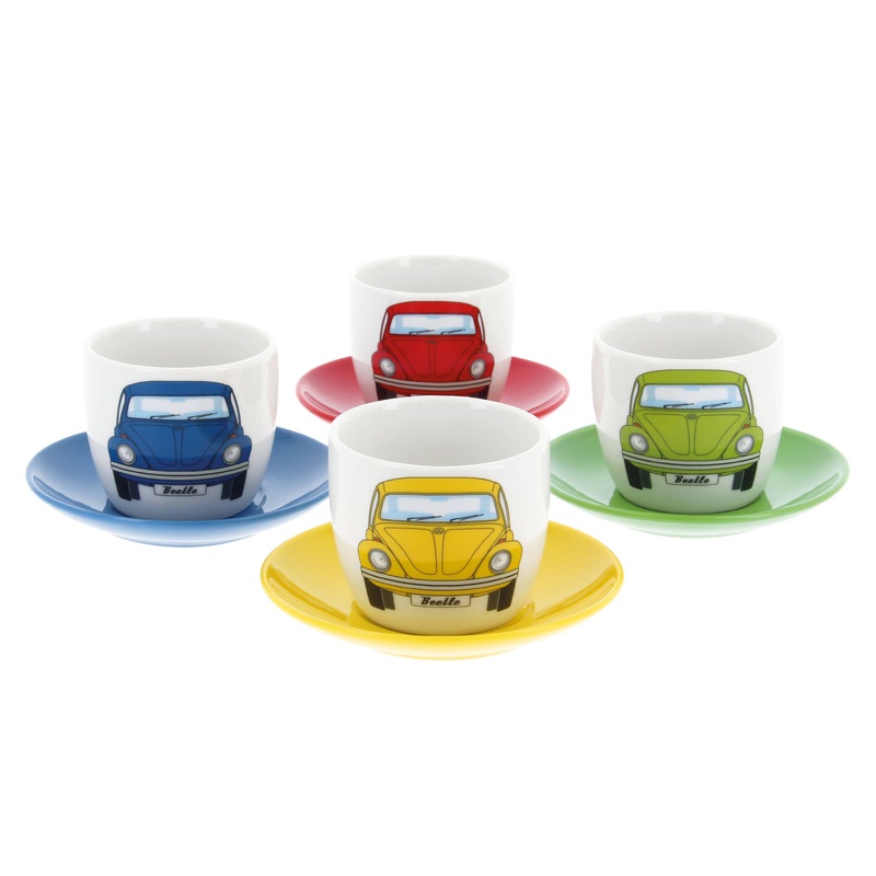 VW Beetle Espresso Cup 4-pc Set 100ml – Front/4 Colors