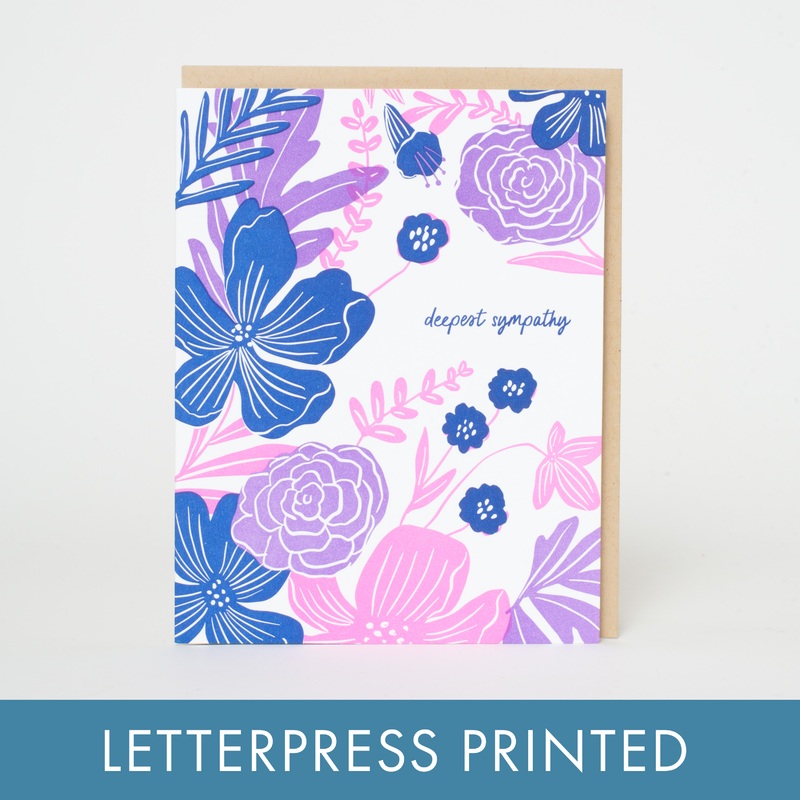 Sympathy Flowers Letterpress Greeting Card by Hello!Lucky paper tab