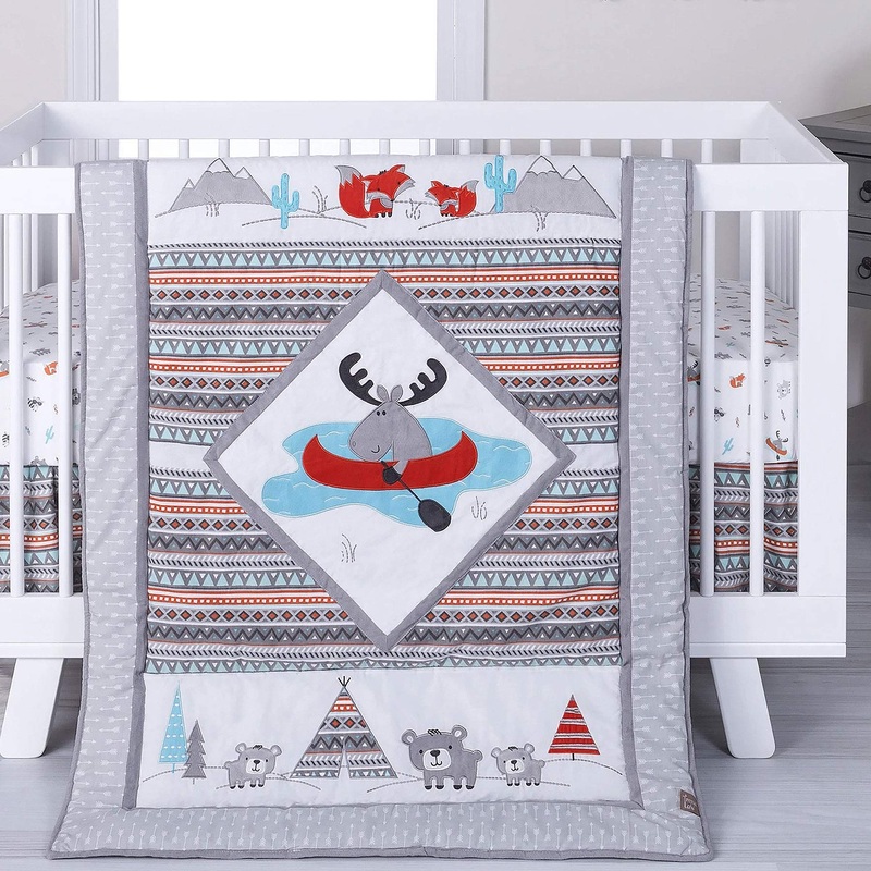 Trend Lab Moose Canoe 4-Piece Crib Bedding Set