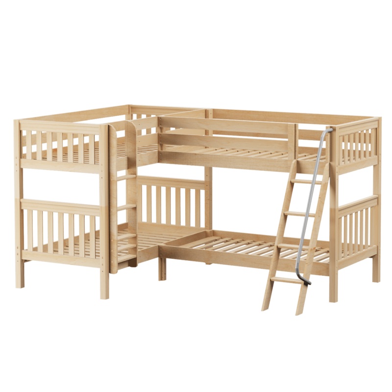 Maxtrix Twin Medium Corner Bunk Bed (800 Lbs. Rating) White Slat