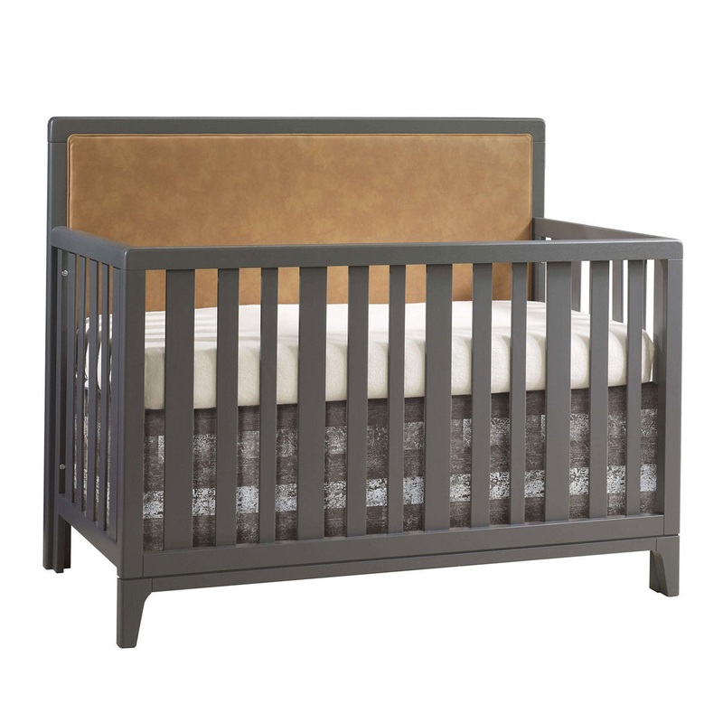 Natart Kyoto 5 in 1 Convertible Crib with Upholstered Panel Caramel Linen