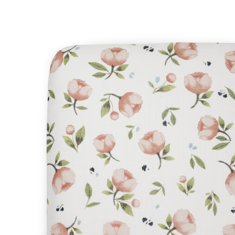 Organic Cotton Muslin Crib Sheet – Watercolor Floret Watercolor Floret