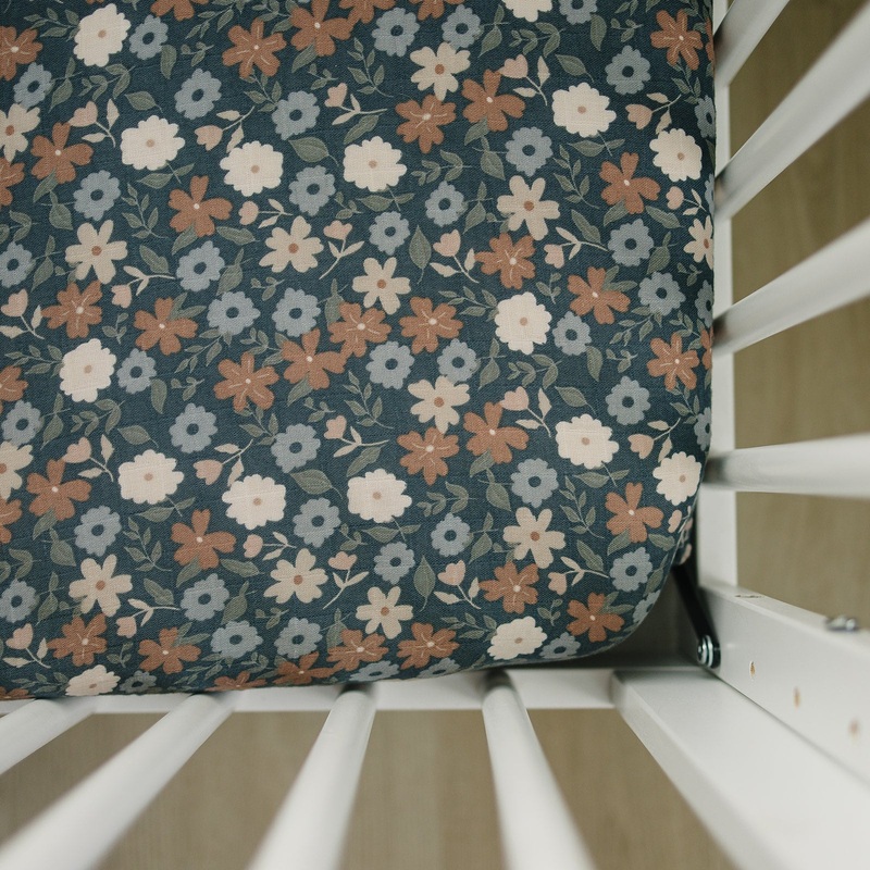Muslin Crib Sheet | Midnight Floral