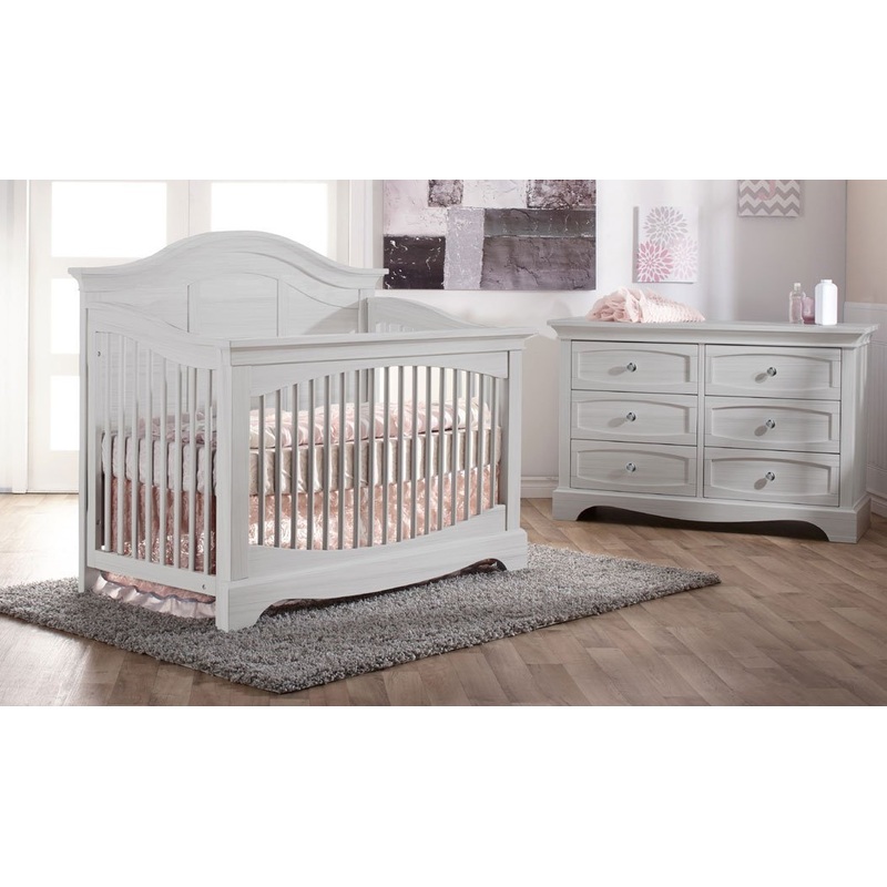 Pali Enna 2-Piece Set Crib and Double Dresser Distressed Granite