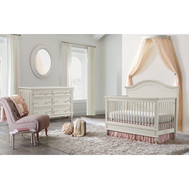 Stella Baby and Child Arya 2 Piece Nursery Set – Convertible Crib and 7 drawer Dresser in Parchment