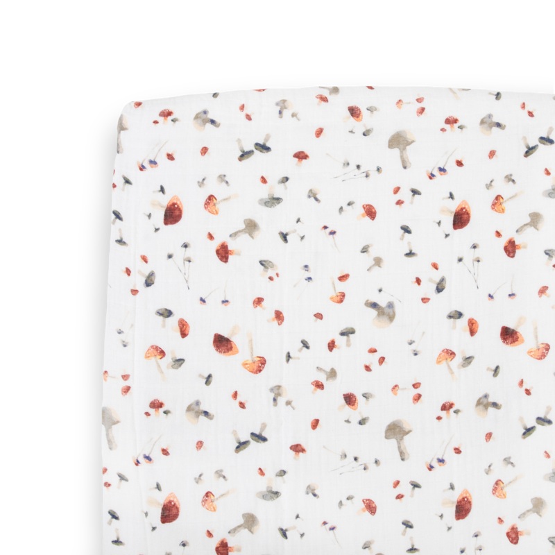 Cotton Muslin Crib Sheet – Mushrooms Mushrooms