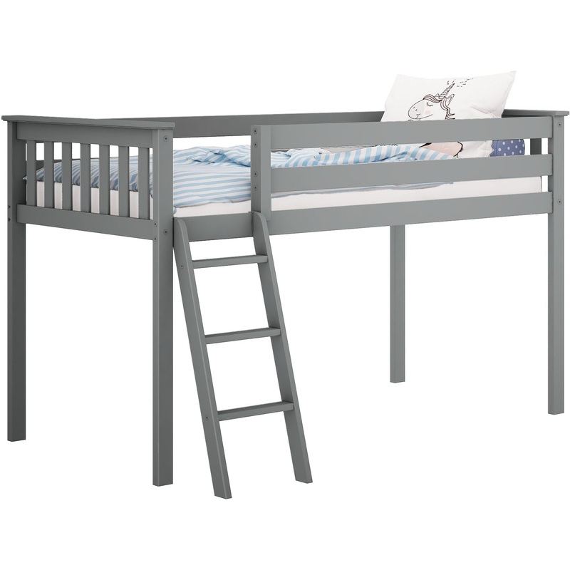 M3 Low Loft Bed with Angle Ladder *400 lbs rating Grey