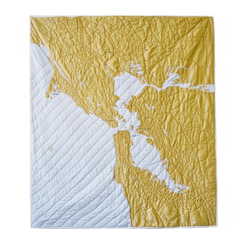 San Francisco Bay Quilt Pale Blue & Gold