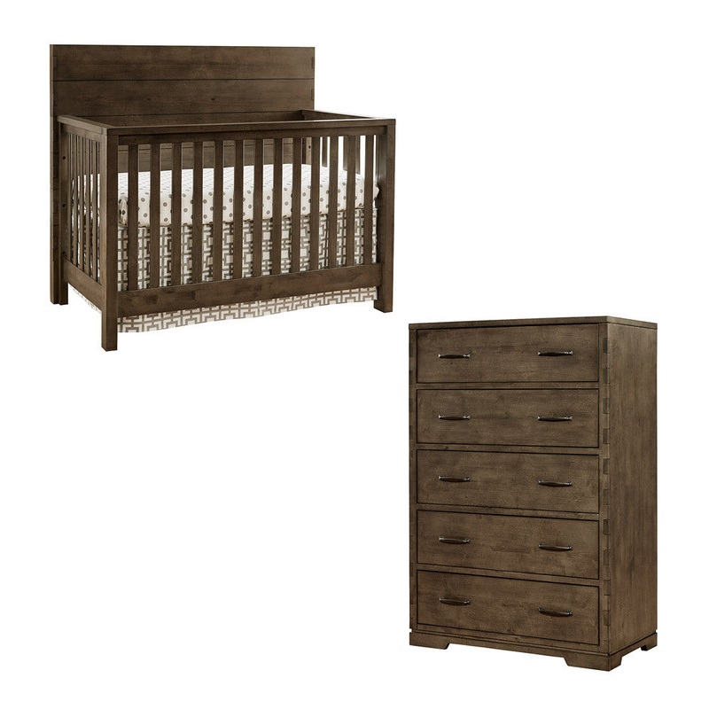 Westwood Dovetail 2 Piece Nursery Set – Chest and Convertible Crib in Graphite