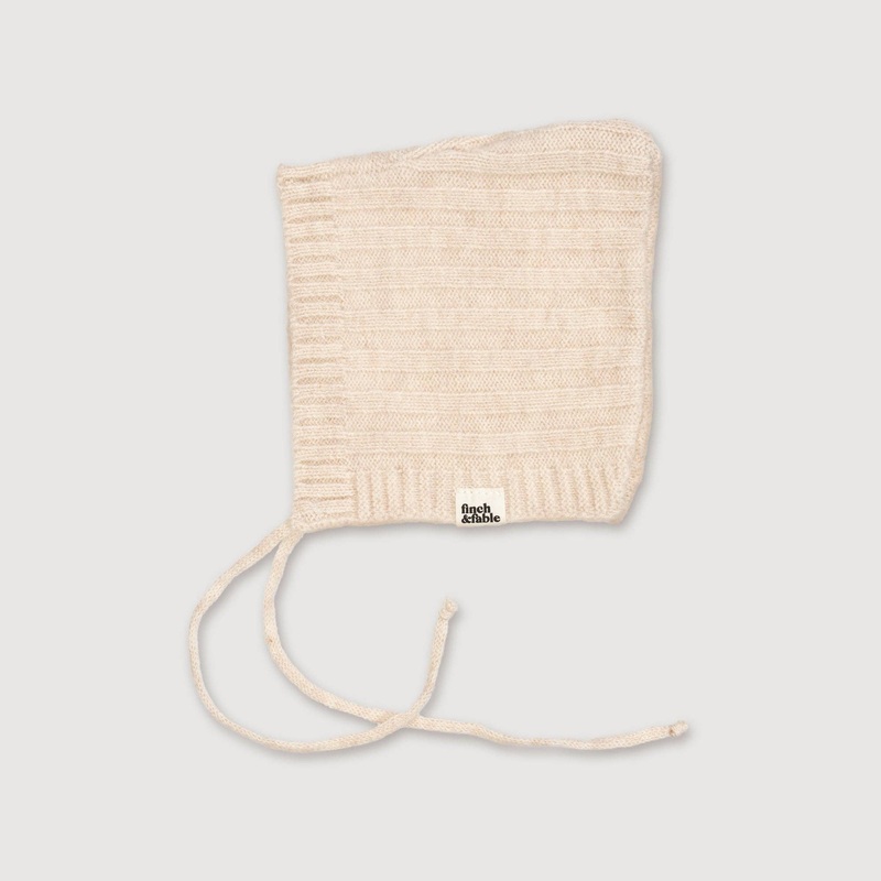 Wool Knitted Bonnet 0-6 months Milk