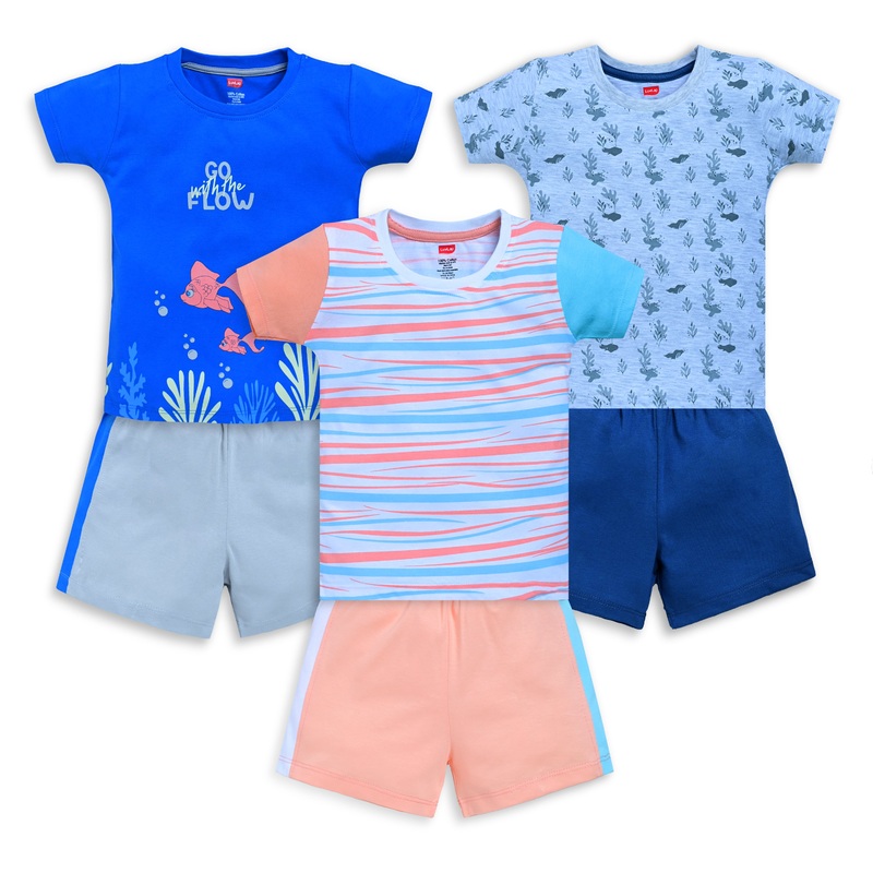 Baby Boys Regular Fit 100% Cotton Half Sleeves Boys T-Shirts and & Shorts Sets Pack Of 3 M – 3 to 6 Months