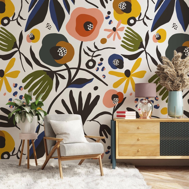 Secret Garden Peel and Stick Wallpaper Mural, 108″ x 78″ Royal
