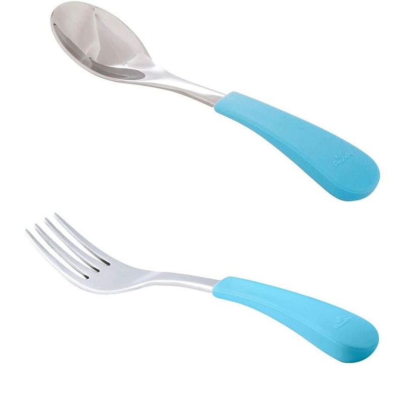 Avanchy Stainless Steel Baby Fork / Spoon, 2 Pack Pink