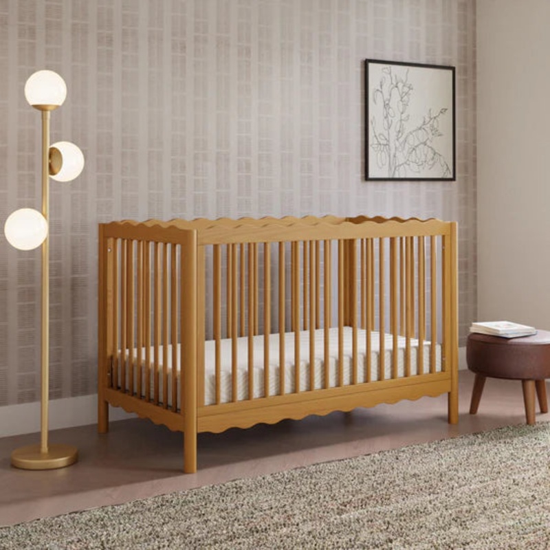 Babyletto Swell 4-in-1 Convertible Crib with Toddler Bed Conversion Kit Honey