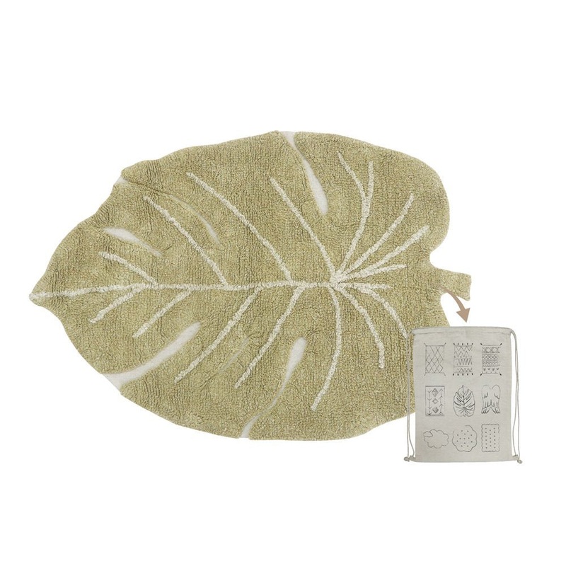 Washable Rug Mini Monstera Olive