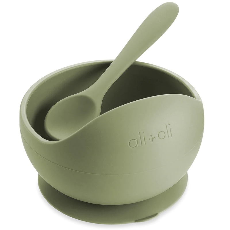Ali+Oli Suction Bowl & Spoon Blush