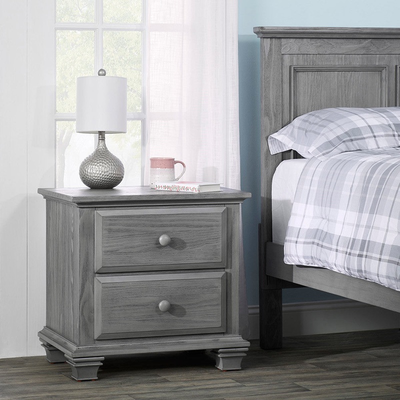 Oxford Kenilworth Collection 2 Drawer Nightstand in Graphite Gray