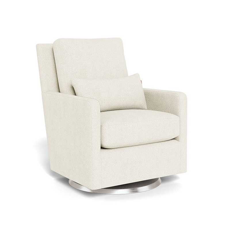 Monte Como “Quick Ship” Glider | Ivory Boucle Stainless Steel Swivel Base No Thanks