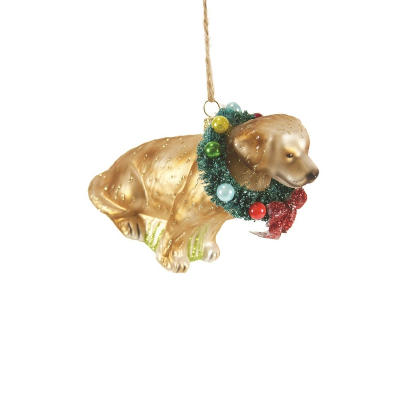 FESTIVE YELLOW LAB Christmas Ornament
