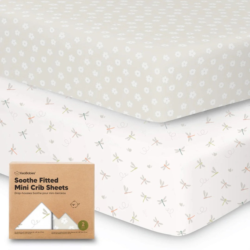 2 – Pack KeaBabies Soothe Fitted Mini Crib Sheets White