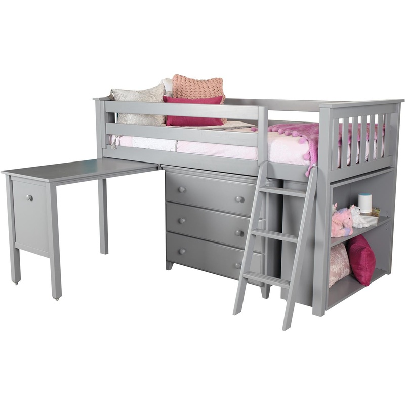 Jackpot Deluxe Twin Storage Loft Bed with Dresser White