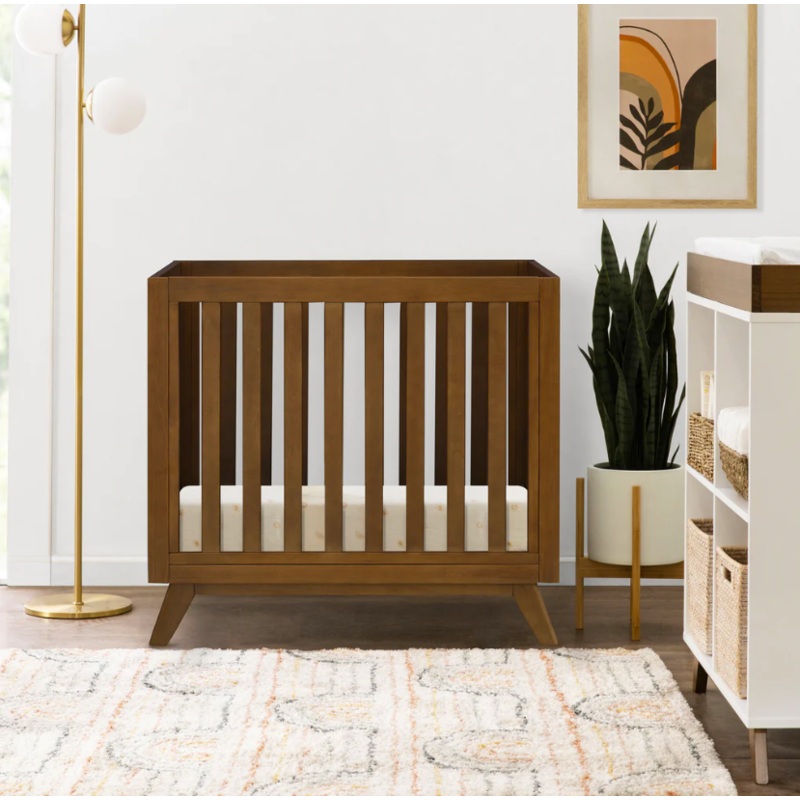 Otto 3-in-1 Convertible Mini Crib with 4″ Mattress White