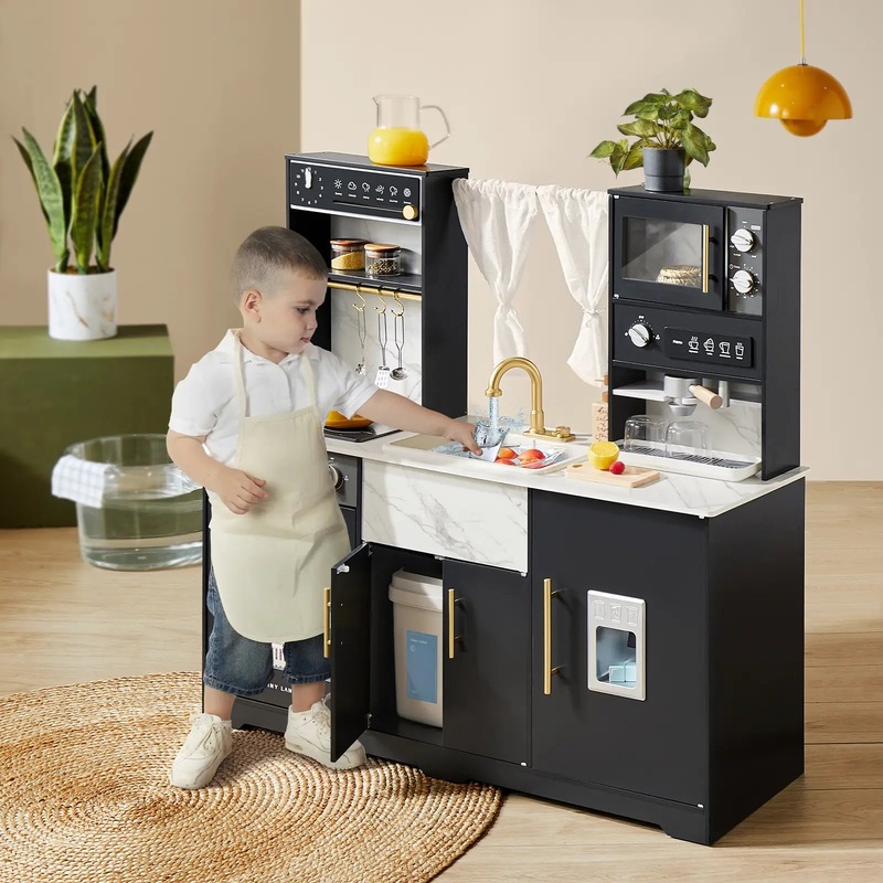 Tiny Land Play Kitchen with Running Water – Iconic Aqua Kitchen in Black