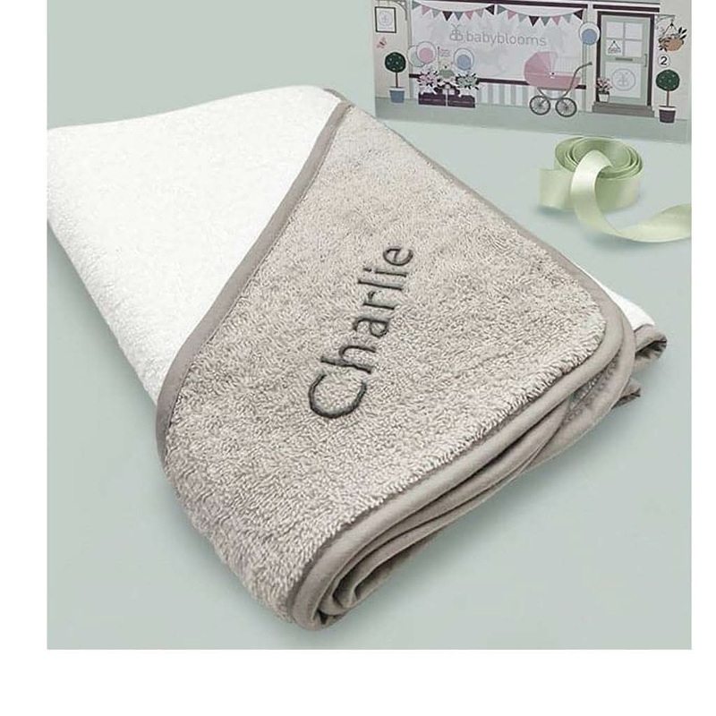Babyblooms Personalized Baby Hooded Towel Grey