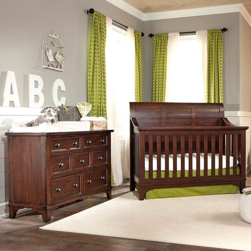 Westwood Hayden 2 Piece Nursery Set in Rough Sawn Espresso-Crib and Double Dresser