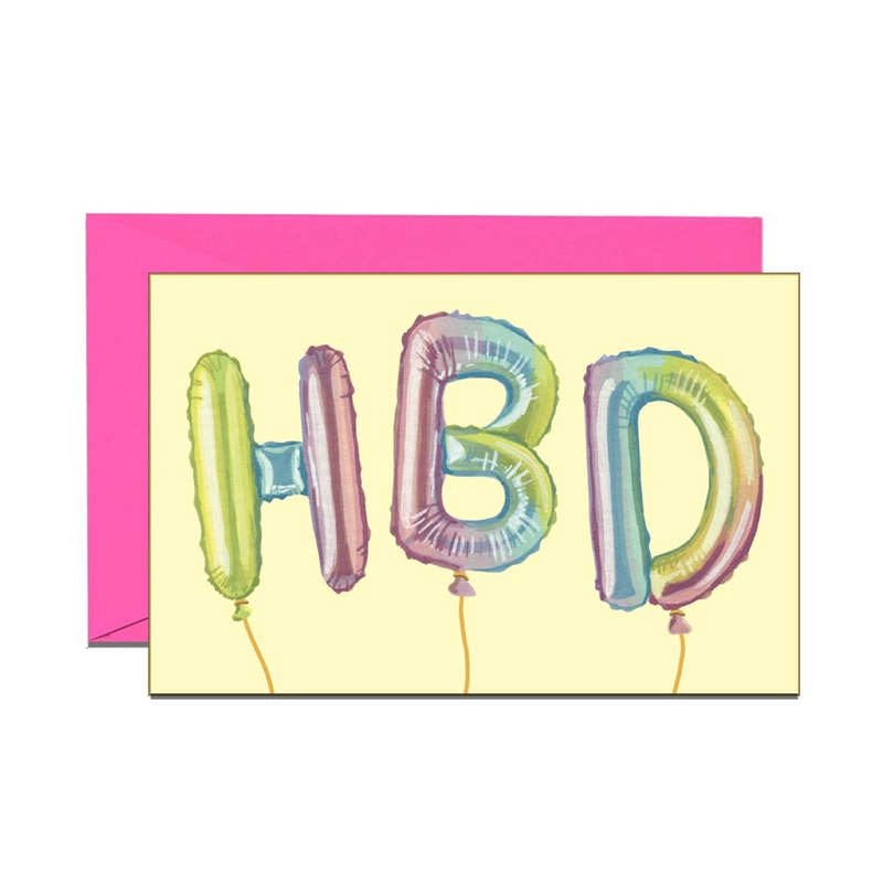 HBD Foil Balloons Birthday Mini Enclosure Card