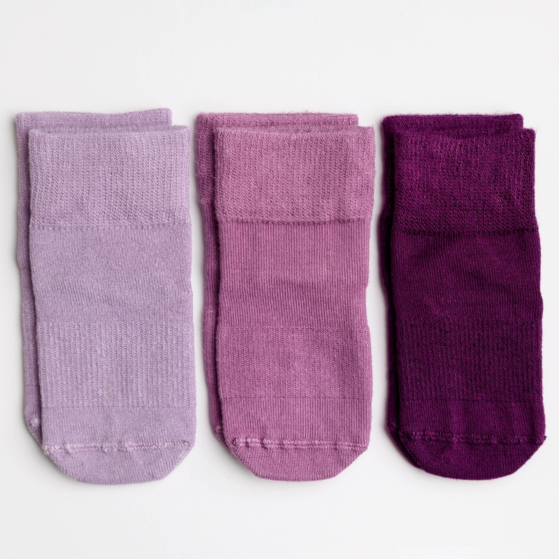 Orchid – Non-Slip Baby Socks in Lilac, Lavender, Plum Colors 0 – 6M