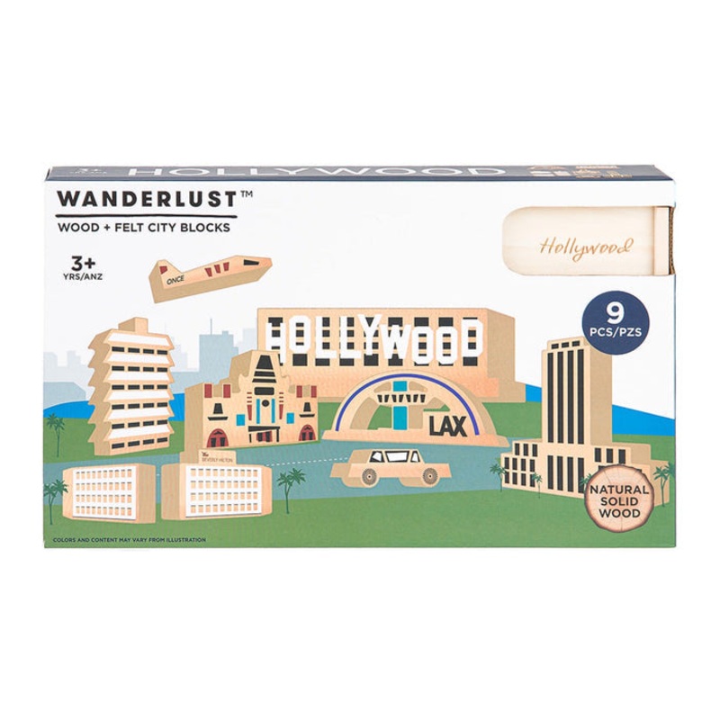 Wanderlust Hollywood Natural Wooden Block Play Set – Eco-Friendly City Blocks
