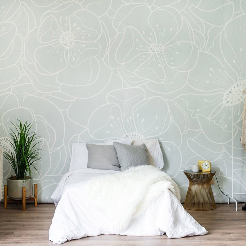 Hibiscus Mural Traditional Wallpaper
