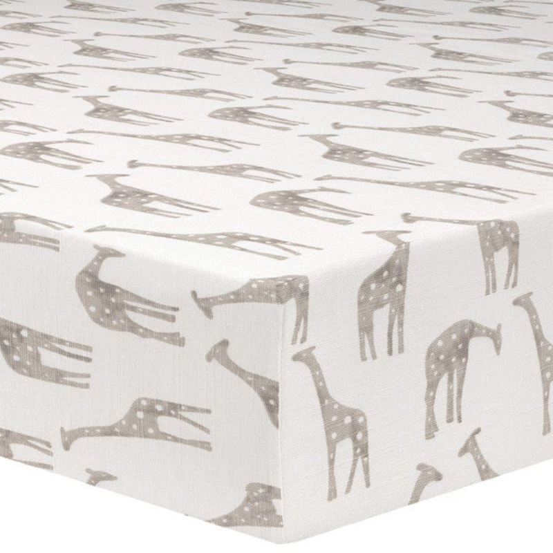 Liz and Roo Giraffe Taupe Crib Sheet