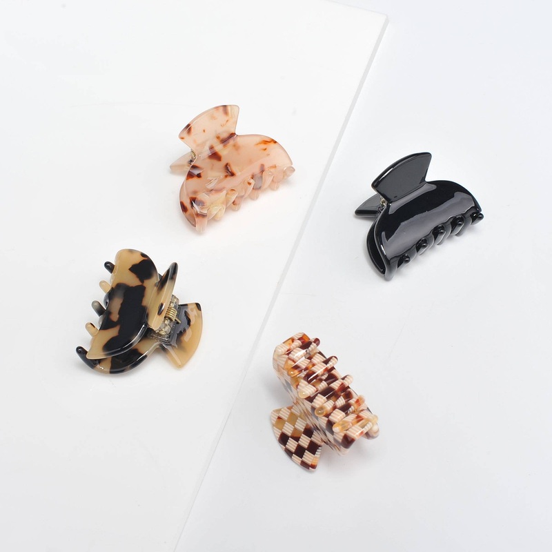 Assorted Mini Hair Claw 4 Pack Black Multi Checker Pink Tortoise Cream Tortoise