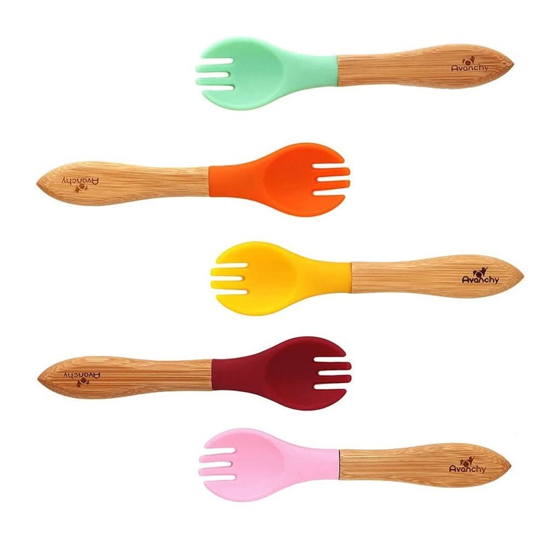 Avanchy Bamboo and Silicone Toddler Training Forks