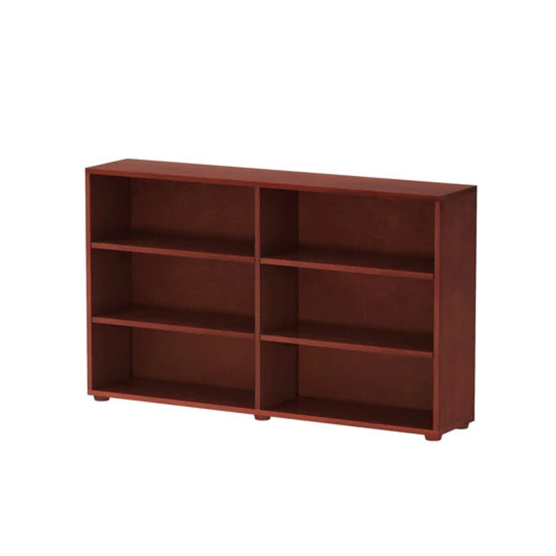 Maxtrix Double Low 6 Shelf Bookcase Chestnut