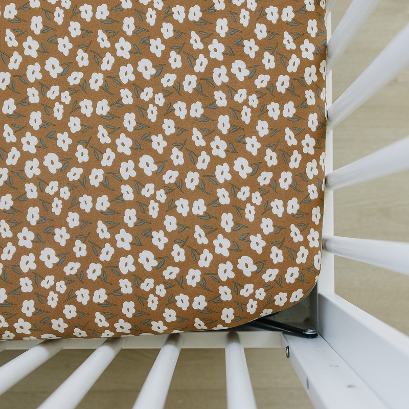 Bamboo Stretch Crib Sheet | Mustard Floral