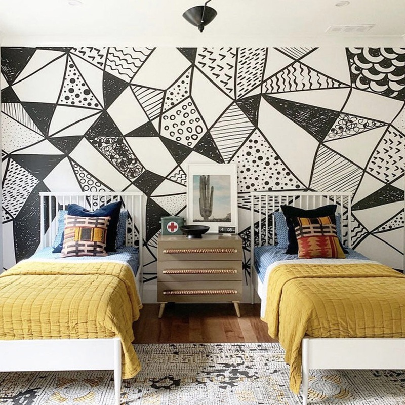 Geometric Shapes Mural Traditional Wallpaper