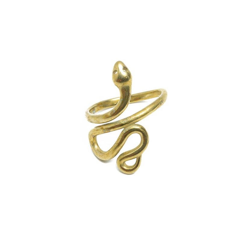 Adjustable Brass Snake Ring