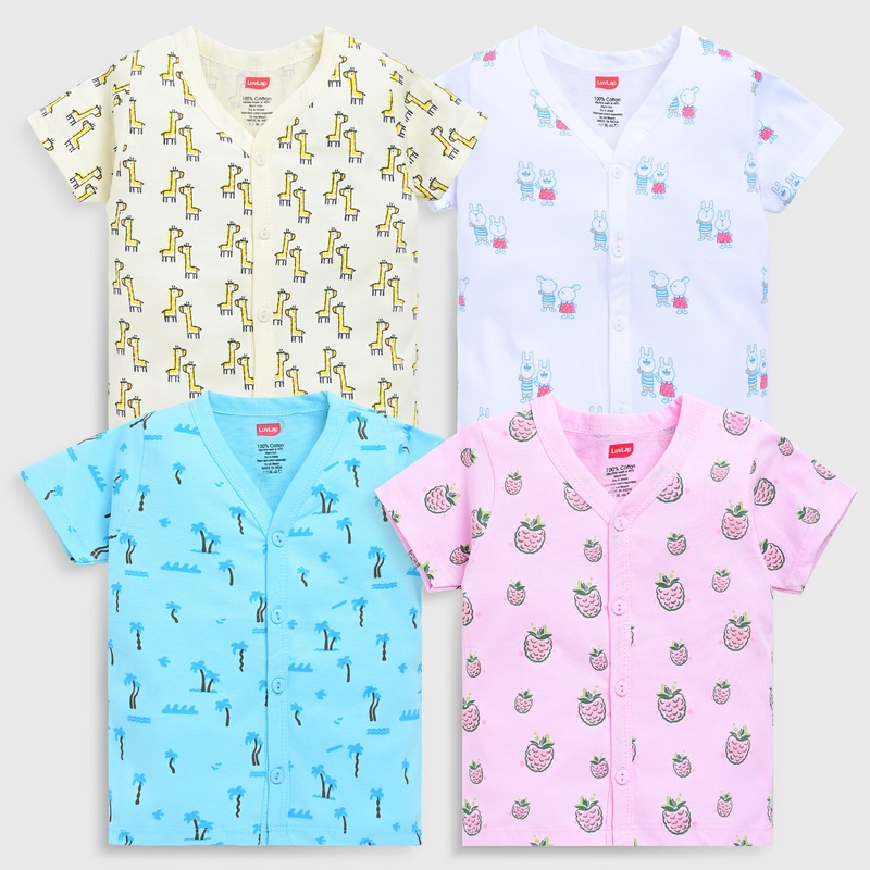 Baby Boys & Girls Regular Fit 100% Cotton Half Sleeves Jhabla Pack Of 4 S – 1 to 3 months