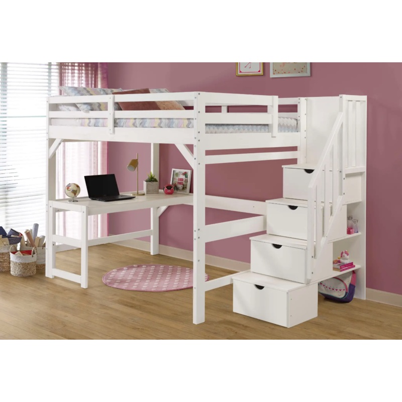 Innovations Full Size Staircase Loft Bed with Desk **400lbs Rating on Each Bed White