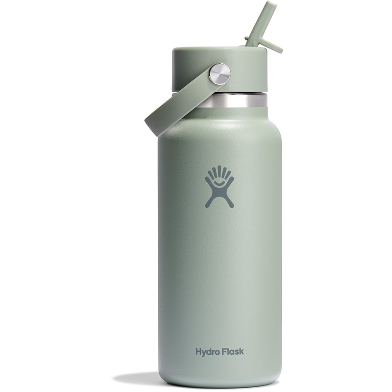 Wide Water Bottle with Flex Straw Cap Oat 32 ounces
