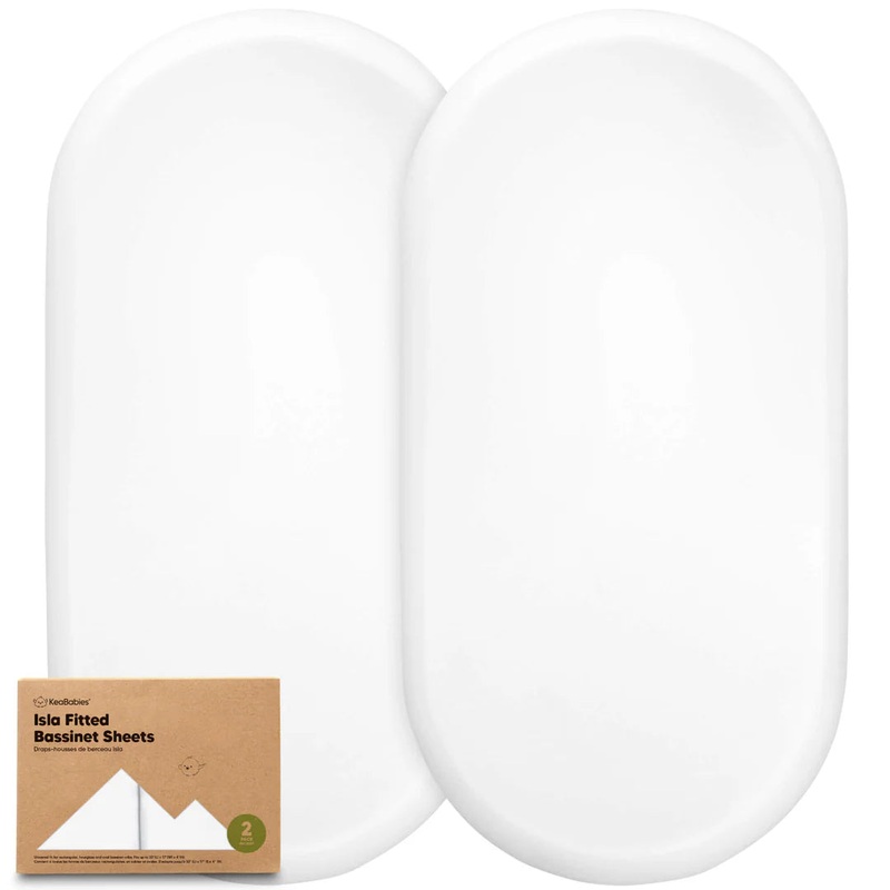 2 – Pack KeaBabies Isla Fitted Bassinet Sheets White