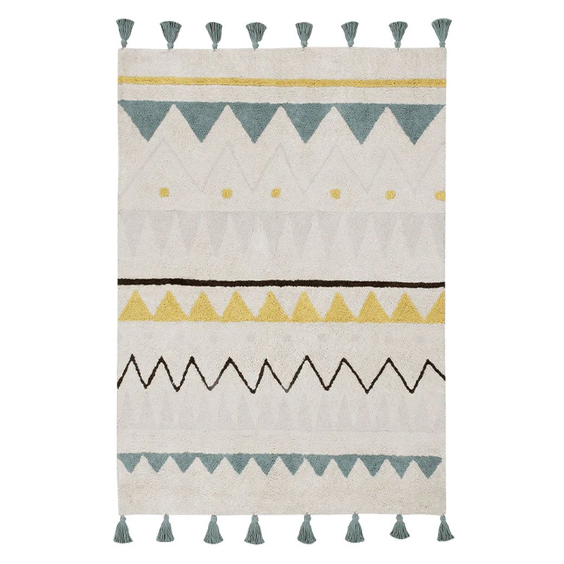 Azteca Washable Rug Vintage Blue 4’7″ x 6’7″
