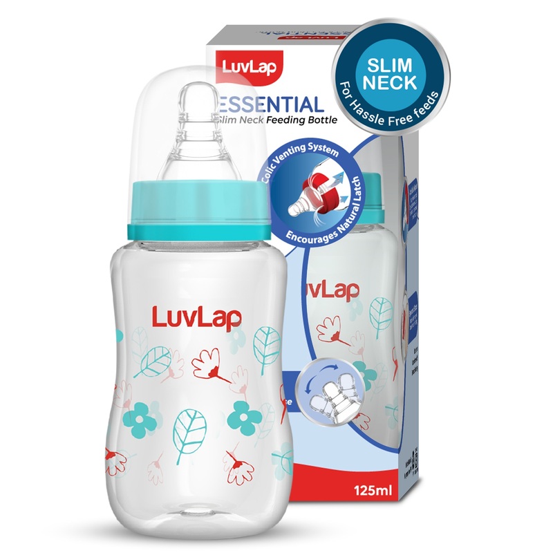 Anti-Colic Slim Neck Essential Baby Feeding Bottle, 125ml, Wild Flower