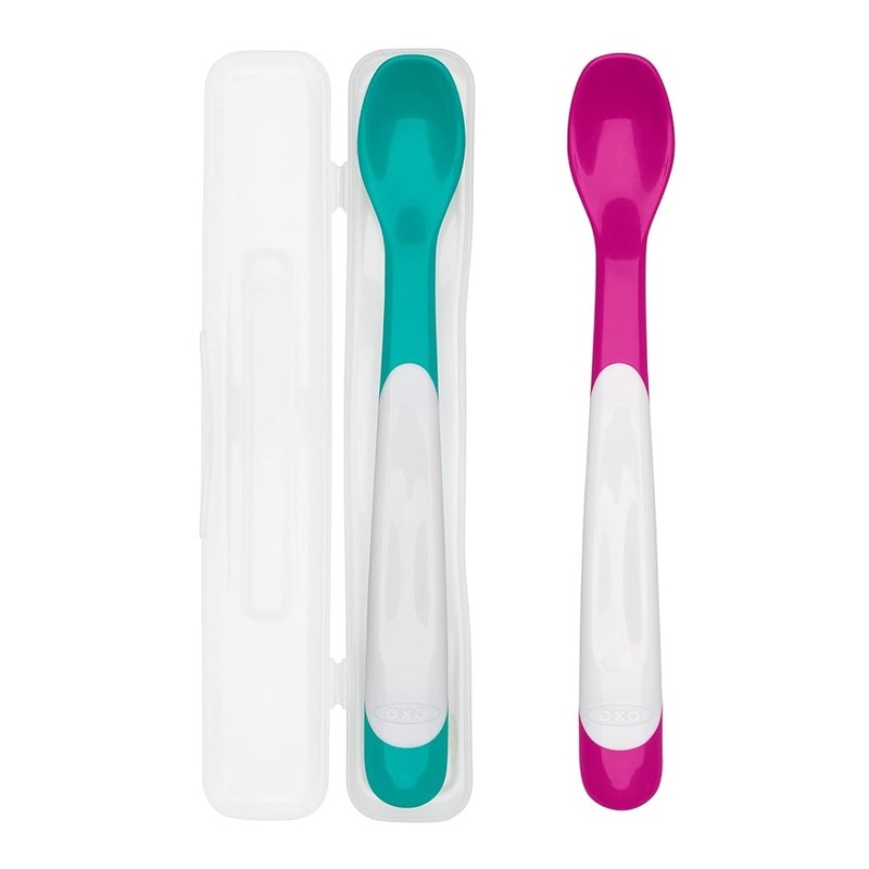 OXO TOT On-The-Go Infant Feeding Spoon with Case Teal And Pink